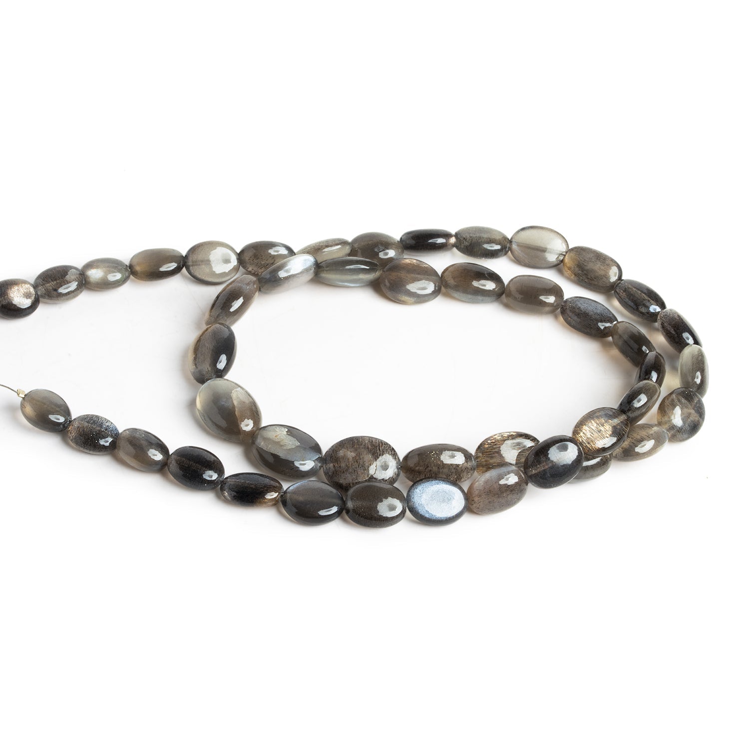 9x7mm Golden Sheen Moonstone Plain Ovals 18 inch 42 beads - The Bead Traders