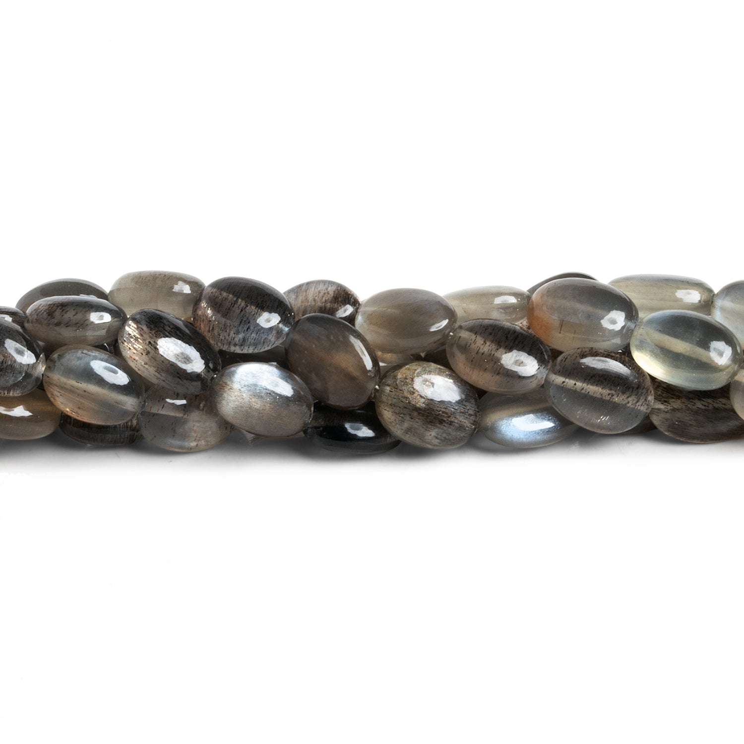 9x7mm Golden Sheen Moonstone Plain Ovals 18 inch 42 beads - The Bead Traders