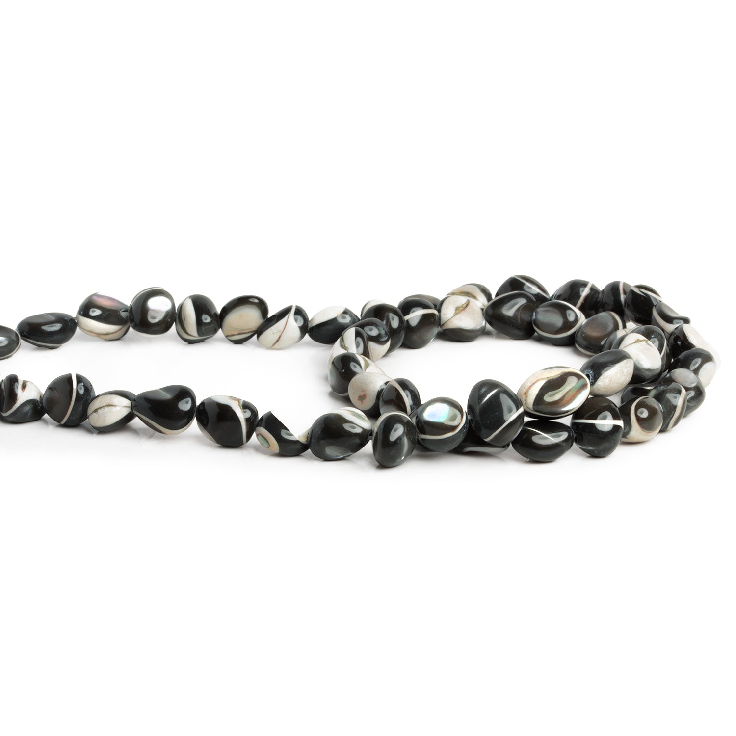 9x7mm Grey Mother of Pearl Shell Nuggets 1mm Large Hole 15 inch 58 beads - The Bead Traders