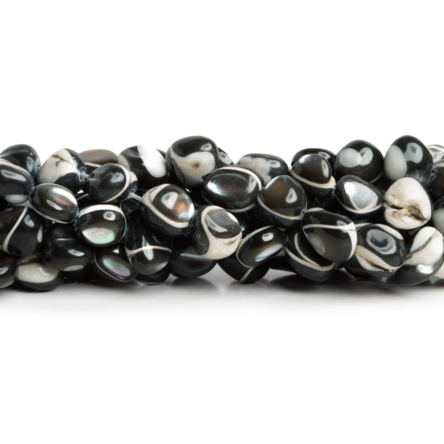 9x7mm Grey Mother of Pearl Shell Nuggets 1mm Large Hole 15 inch 58 beads - The Bead Traders