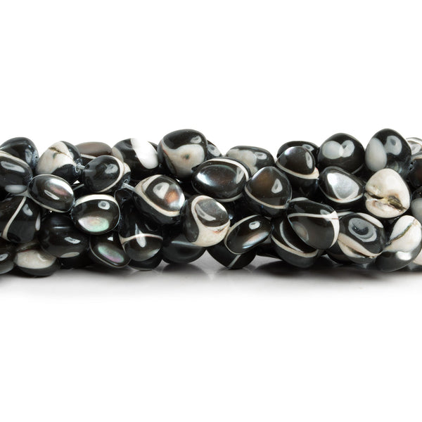 9x7mm Grey Mother of Pearl Shell Nuggets 1mm Large Hole 15 inch 58 beads