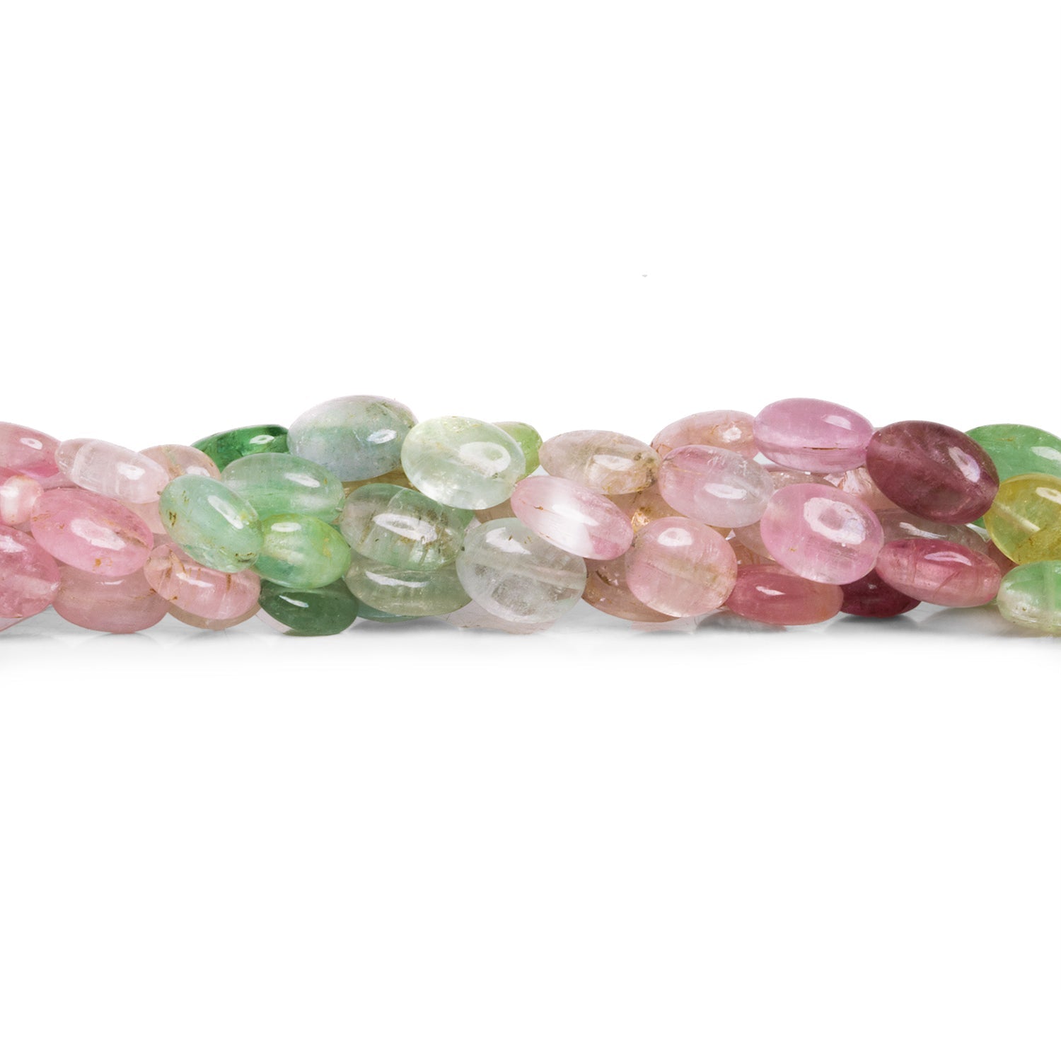 9x7mm Multicolor Afghani Tourmaline Plain Ovals 16 inch 43 beads - The Bead Traders