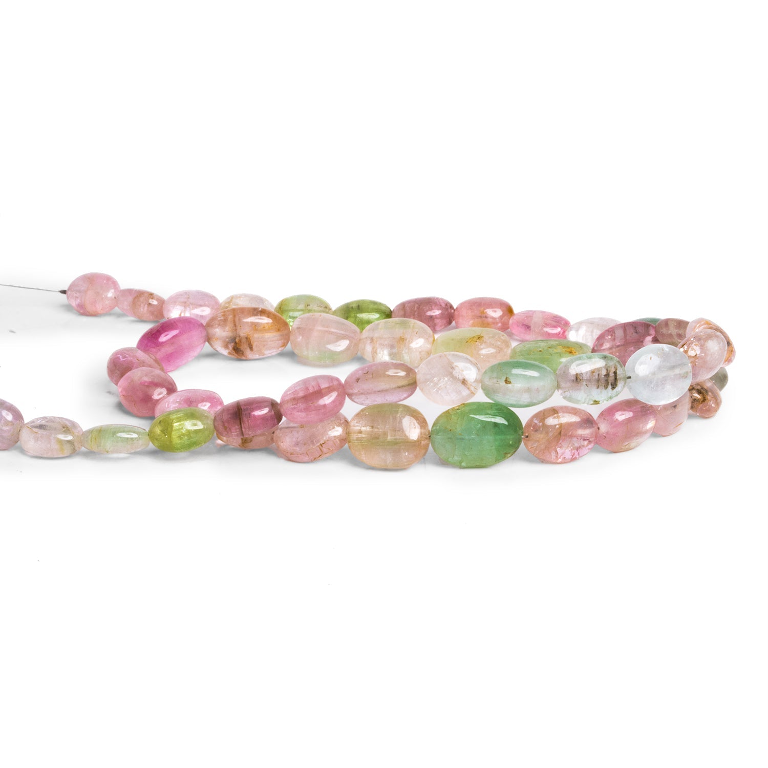 9x7mm Multicolor Afghani Tourmaline Plain Ovals 16 inch 43 beads - The Bead Traders