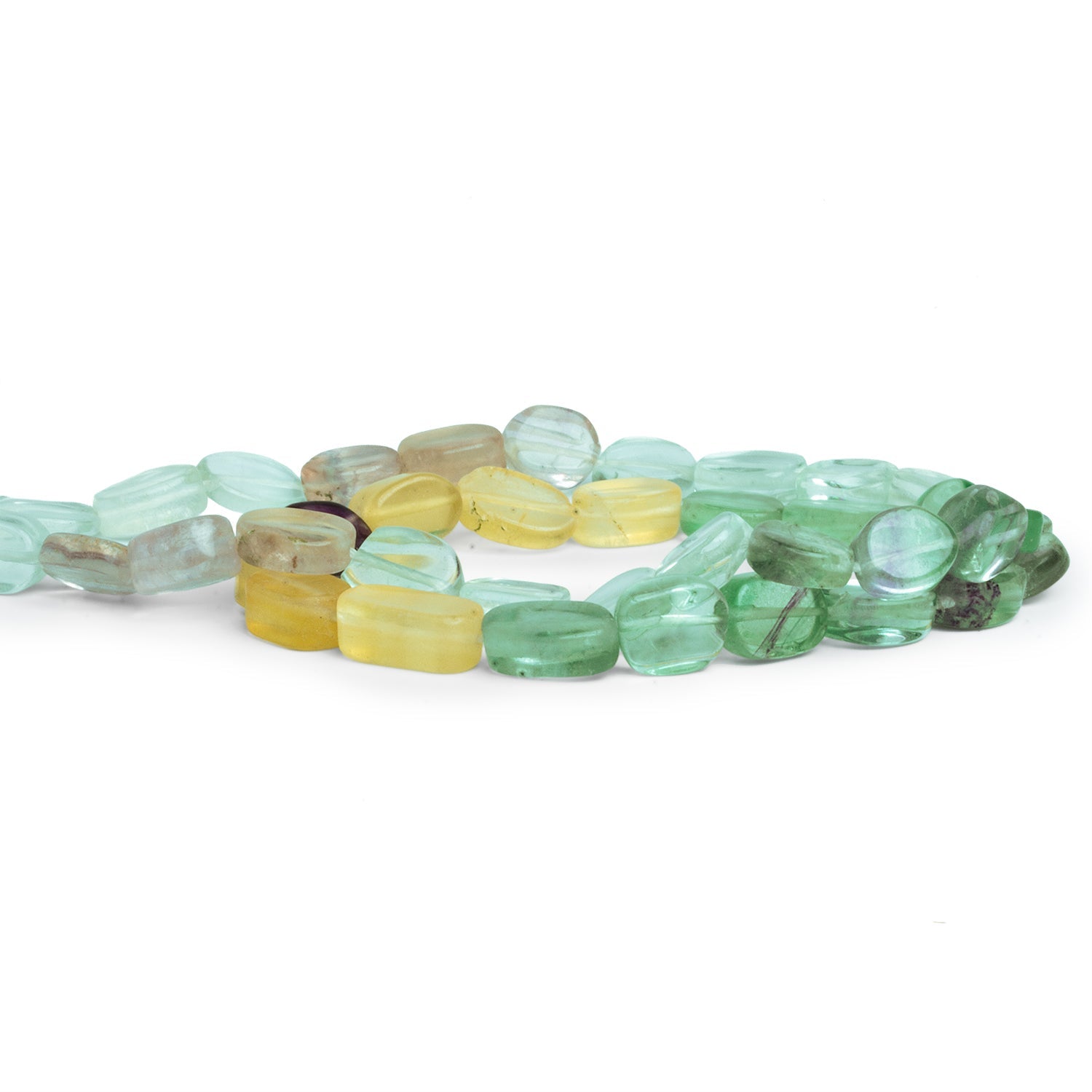 9x7mm Multicolor Fluorite Plain Ovals 14 inch 37 beads - The Bead Traders