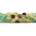 9x7mm Multicolor Fluorite Plain Ovals 14 inch 37 beads - The Bead Traders