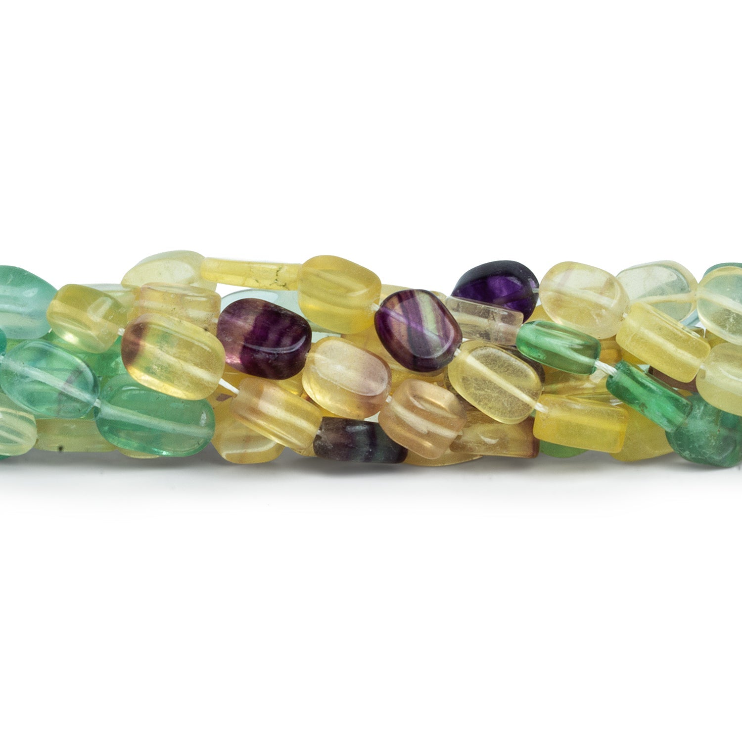 9x7mm Multicolor Fluorite Plain Ovals 14 inch 37 beads - The Bead Traders