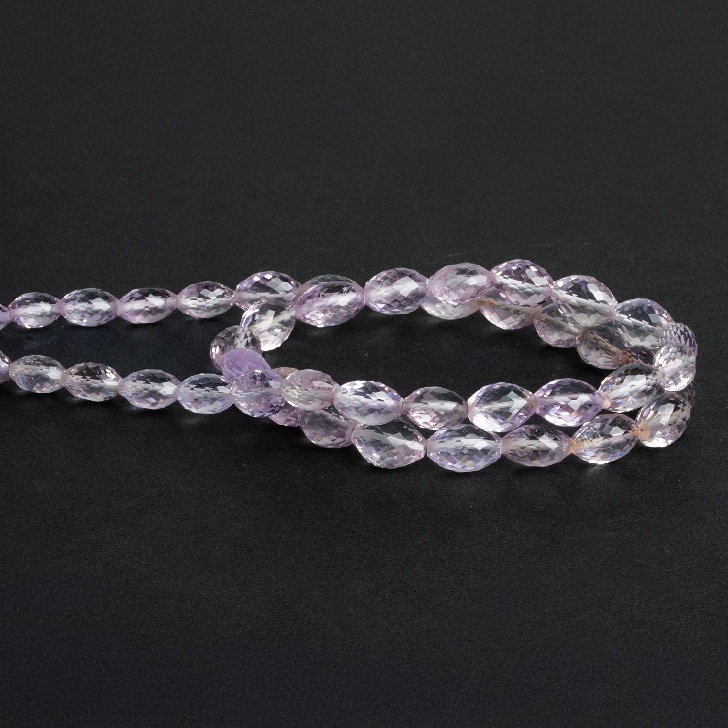 9x7mm Pink Amethyst Faceted Teardrops 16 inch 45 beads - The Bead Traders