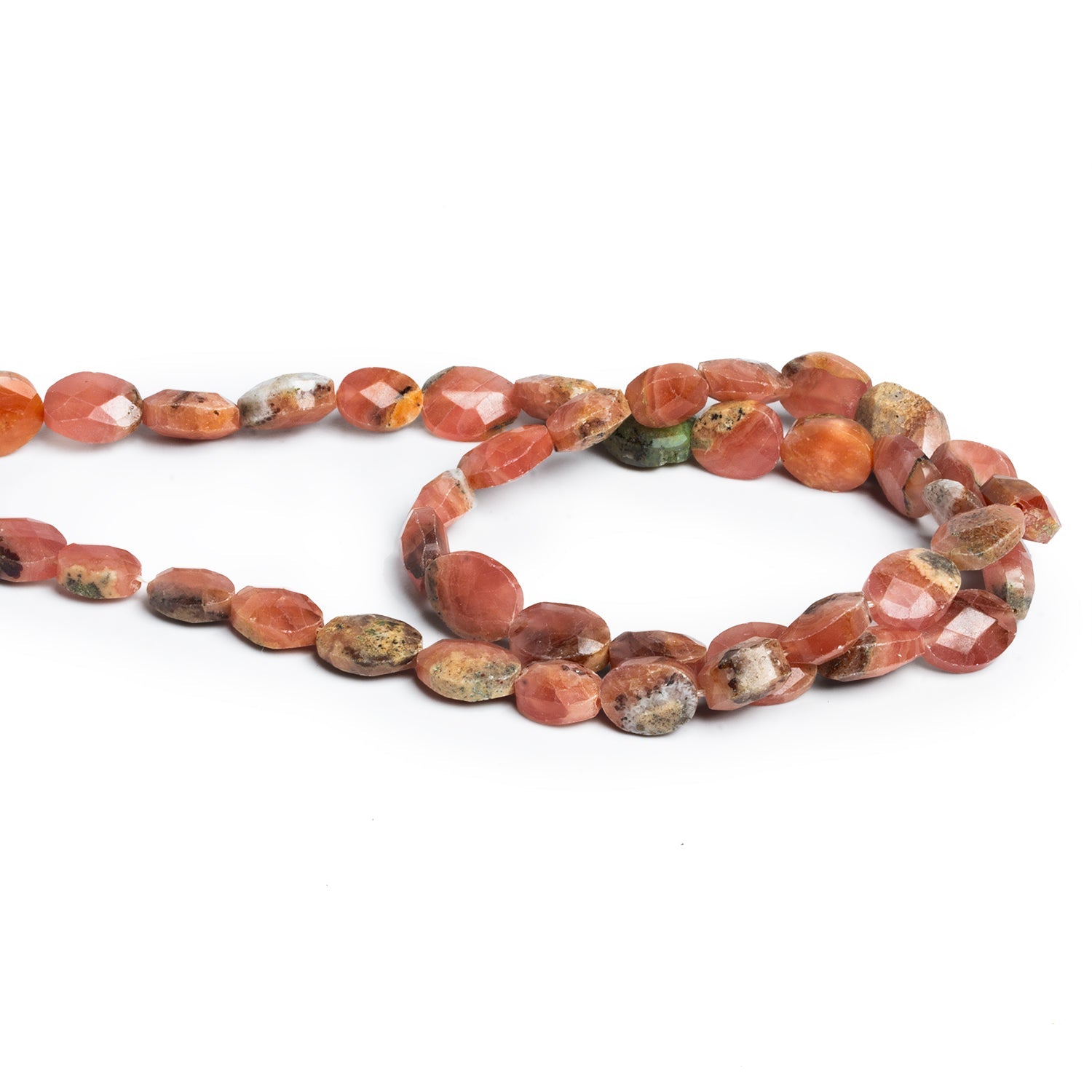 9x7mm Rhodochrosite Faceted Ovals 16 inch 38 beads - The Bead Traders