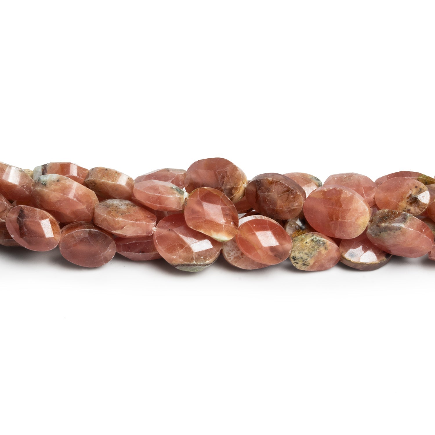 9x7mm Rhodochrosite Faceted Ovals 16 inch 38 beads - The Bead Traders