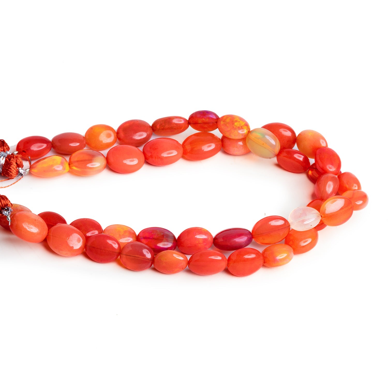 9x7mm Tangerine Ethiopian Opal Plain Ovals 7.5 inch 19 beads - The Bead Traders
