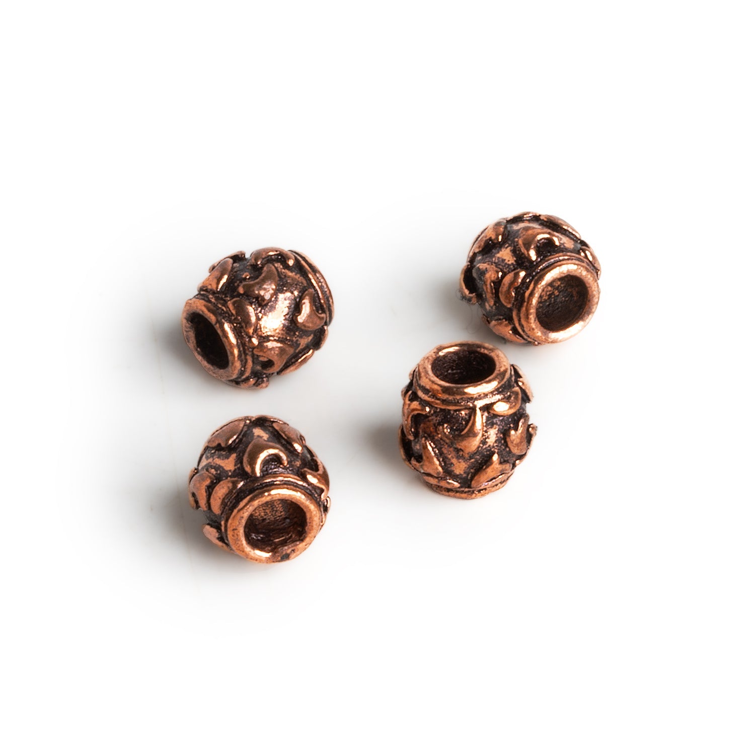 9x8mm Antiqued Copper Large Hole Beads Set of 4 - The Bead Traders
