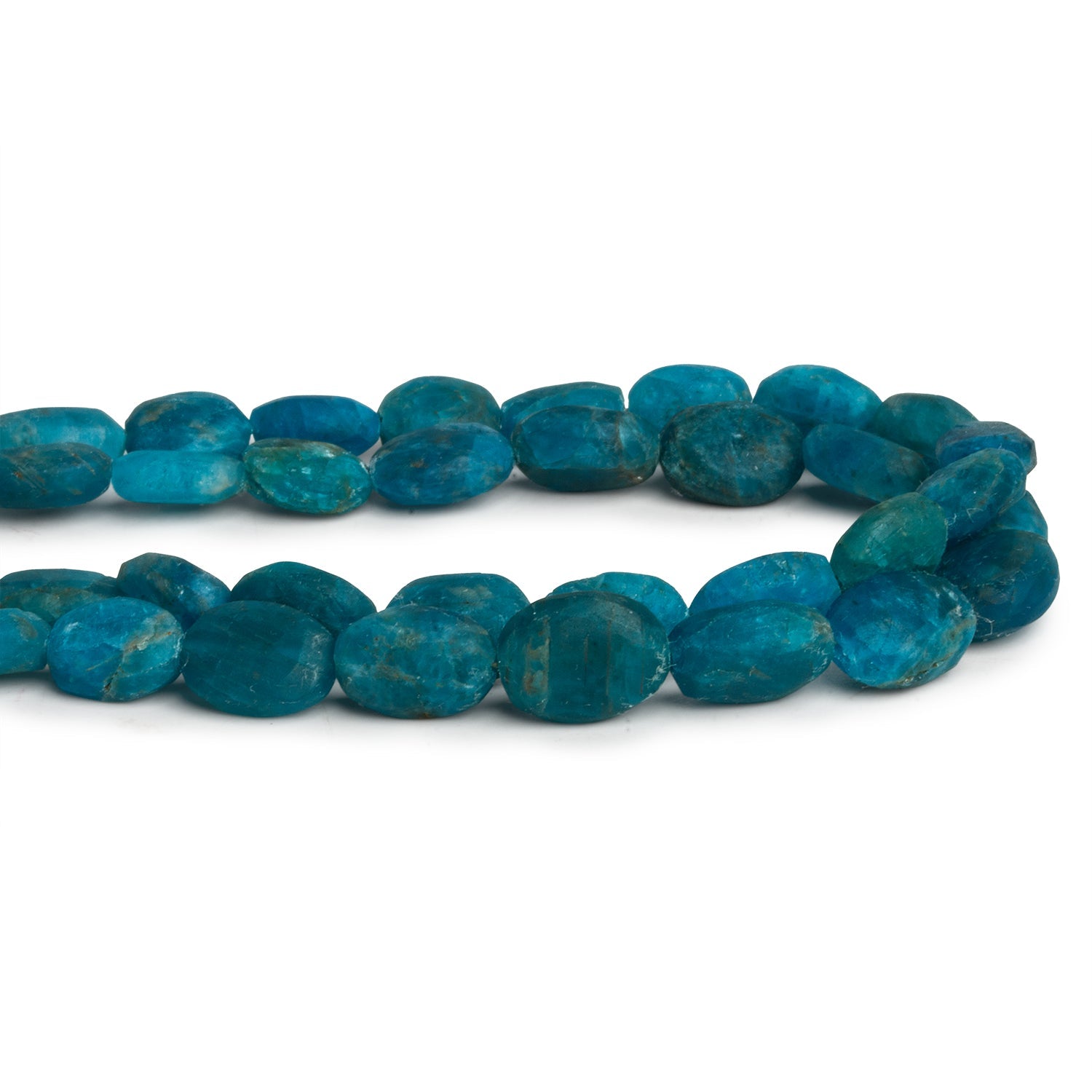 9x8mm Matte Neon Apatite Ovals 7.5 inch 17 beads - The Bead Traders