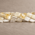 9x8mm Rutiliated Quartz Plain Rectangles 8 inch 20 beads - The Bead Traders