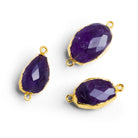 Amethyst Gold Leafed Connectors - Lot of 3 - The Bead Traders
