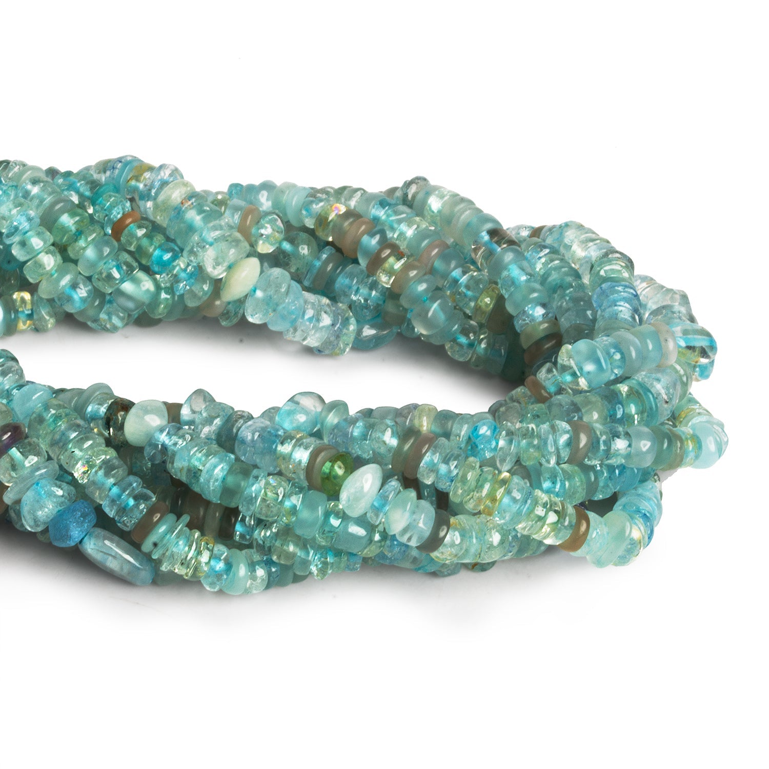 Aquamarine Heishis - Lot of 8 Strands - The Bead Traders