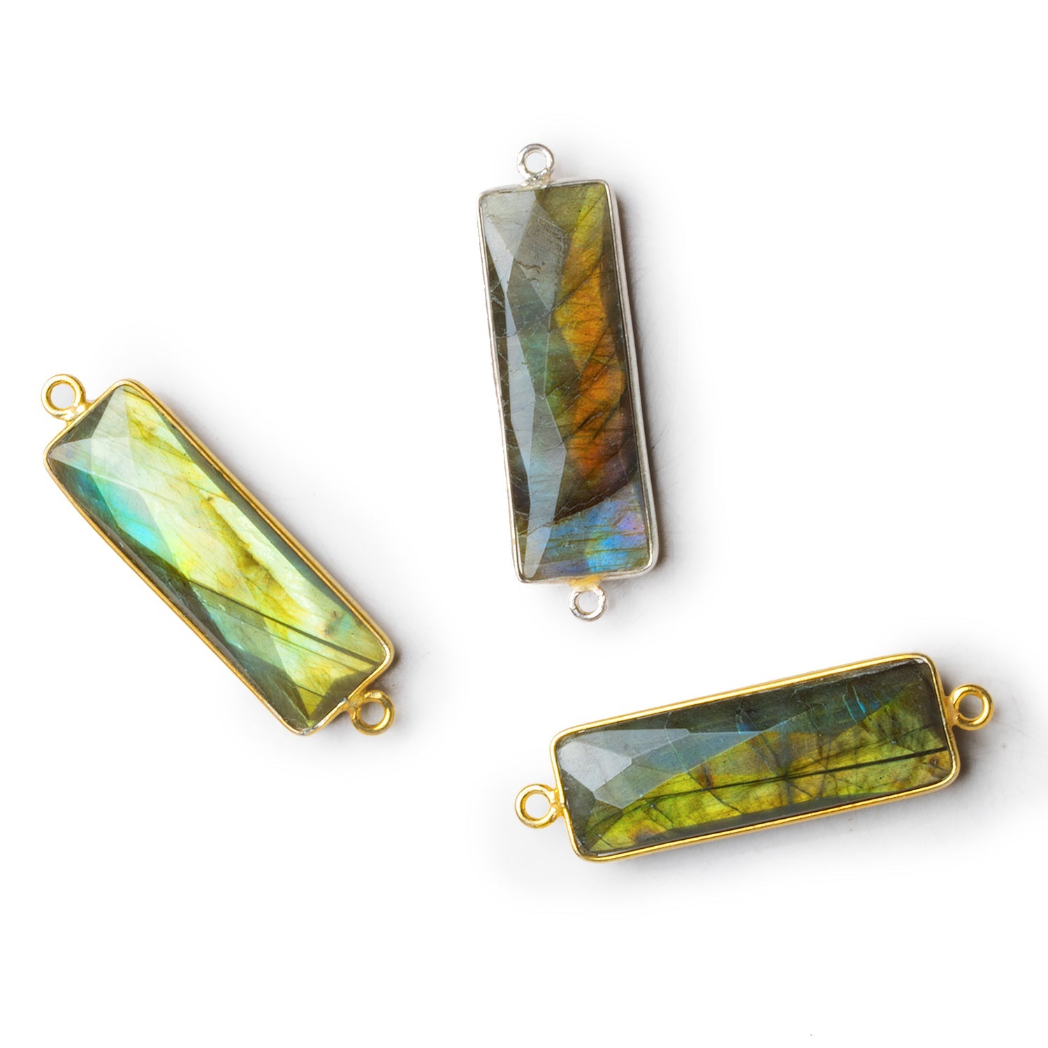 Bezeled Labradorite Bar Connectors - Lot of 3 - The Bead Traders