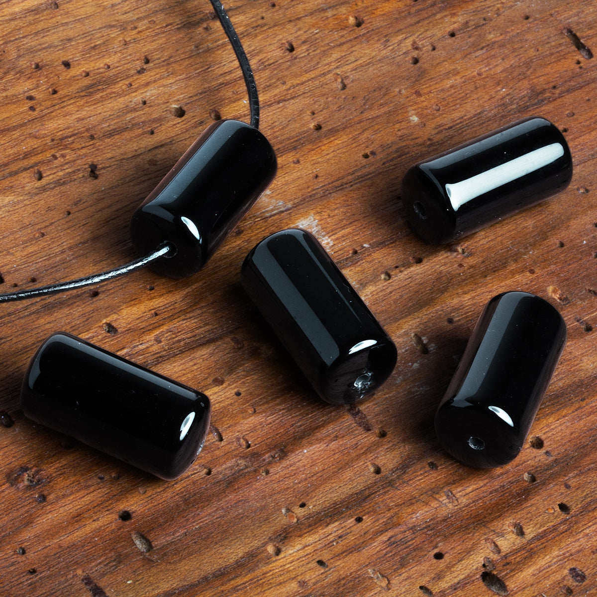 Black Onyx Column Tube Focal Bead 1 Piece - The Bead Traders