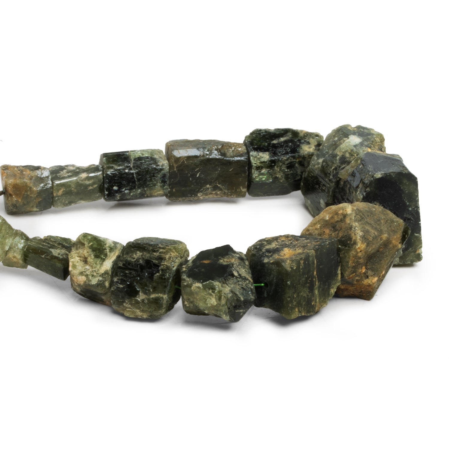 Chrome Diopside Natural Crystals 8 inch 14 beads - The Bead Traders