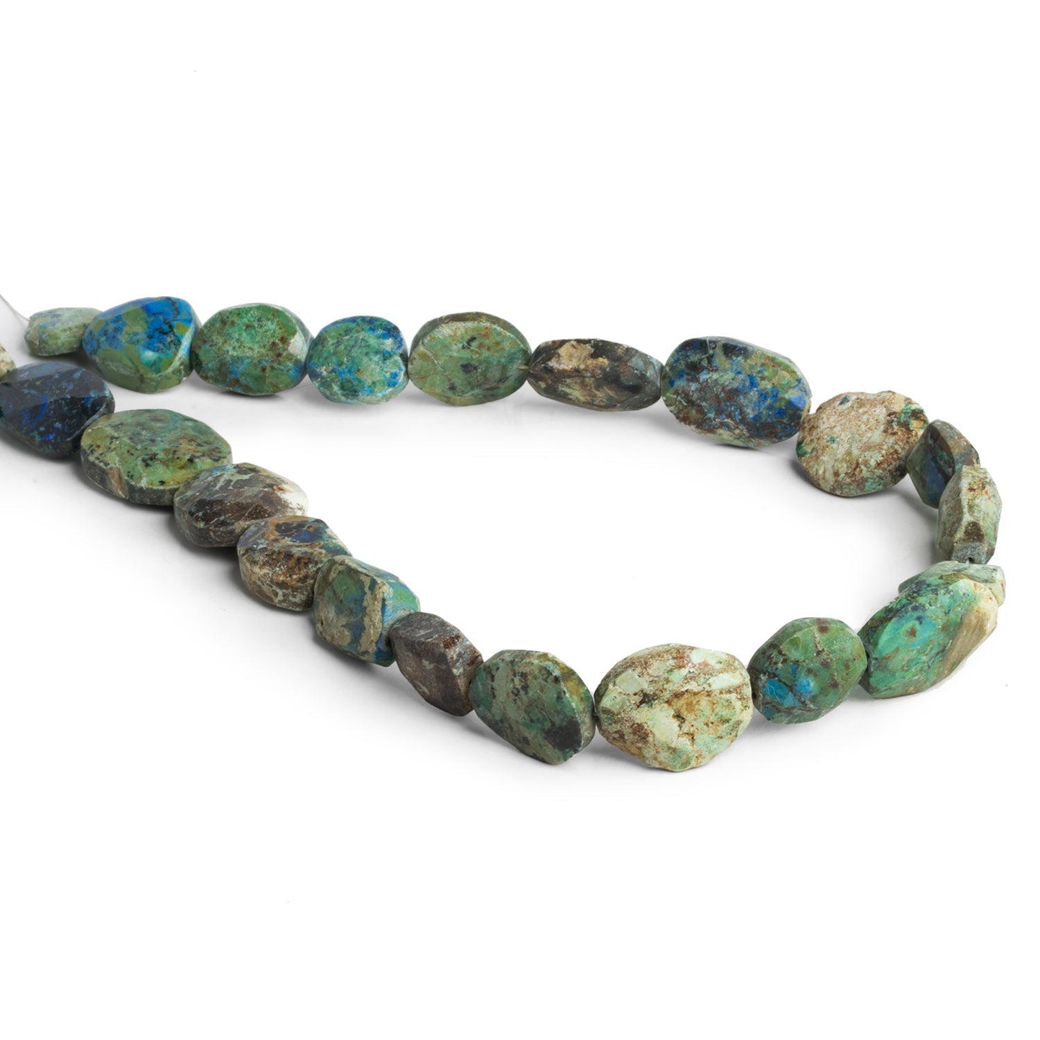 Chrysocolla Faceted Nuggets 16 inch 17 beads - The Bead Traders