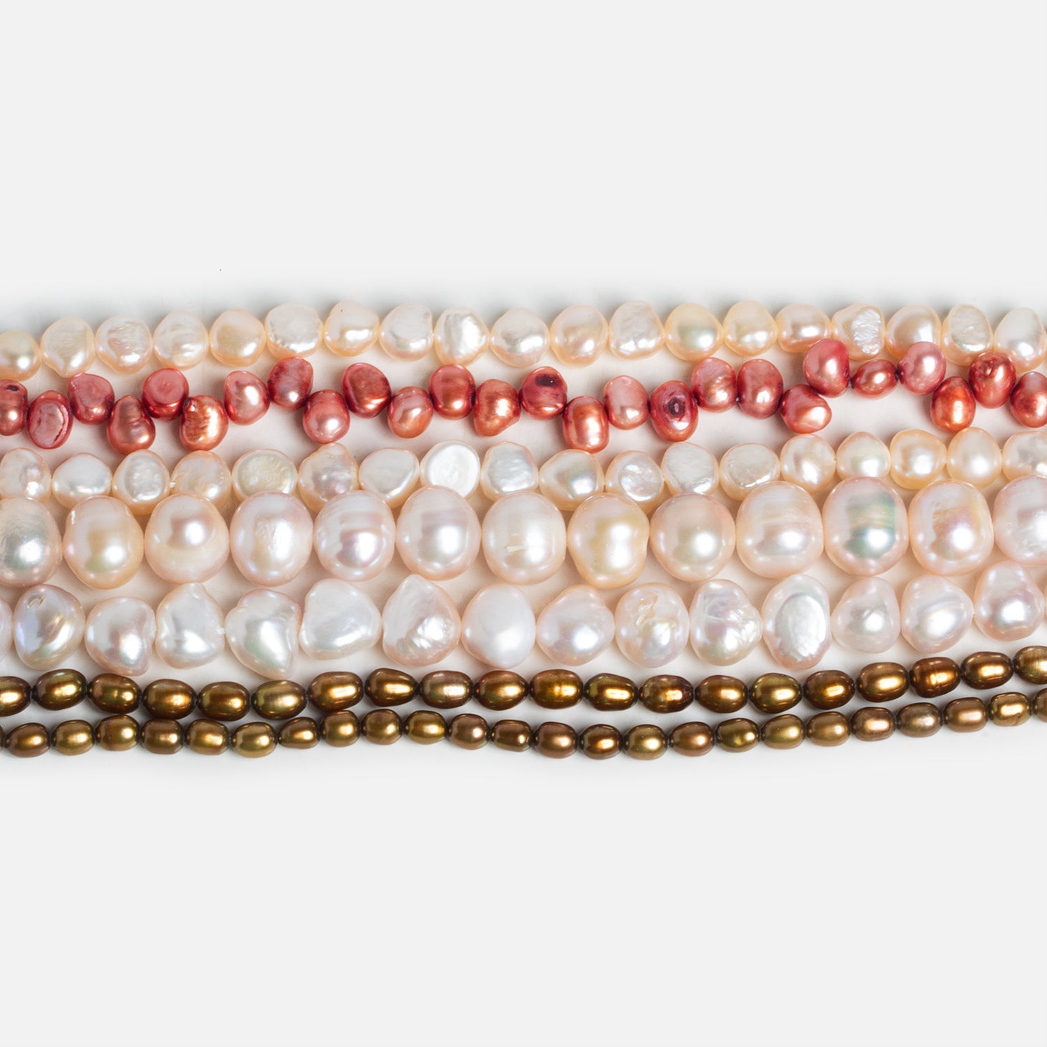 Cinnamon Peach Pearls - Lot of 7 - The Bead Traders