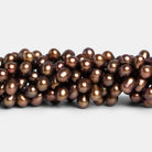 Copper Brown Top Drilled Oval Freshwater Pearls 16 inch 77 pcs - The Bead Traders