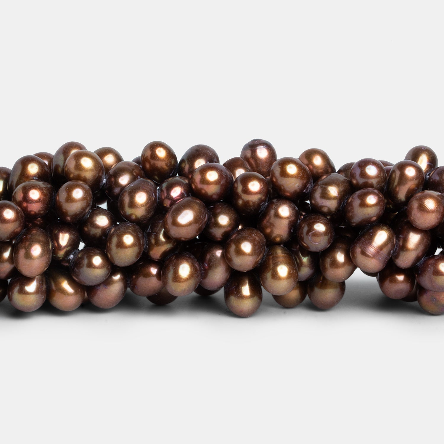 Copper Brown Top Drilled Oval Freshwater Pearls 16 inch 77 pcs - The Bead Traders
