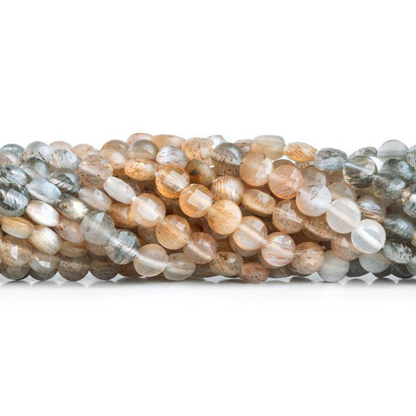 4mm Feldspar checkerboard calibrated faceted coins 12 inch 85 pieces