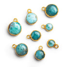 Gold Leafed Larimar Coin Pendants - Lot of 8 Beads - The Bead Traders
