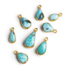 Gold Leafed Larimar Pear Pendants - Lot of 8 Beads - The Bead Traders