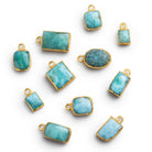 Gold Leafed Larimar Pendants - Lot of 11 Beads - The Bead Traders