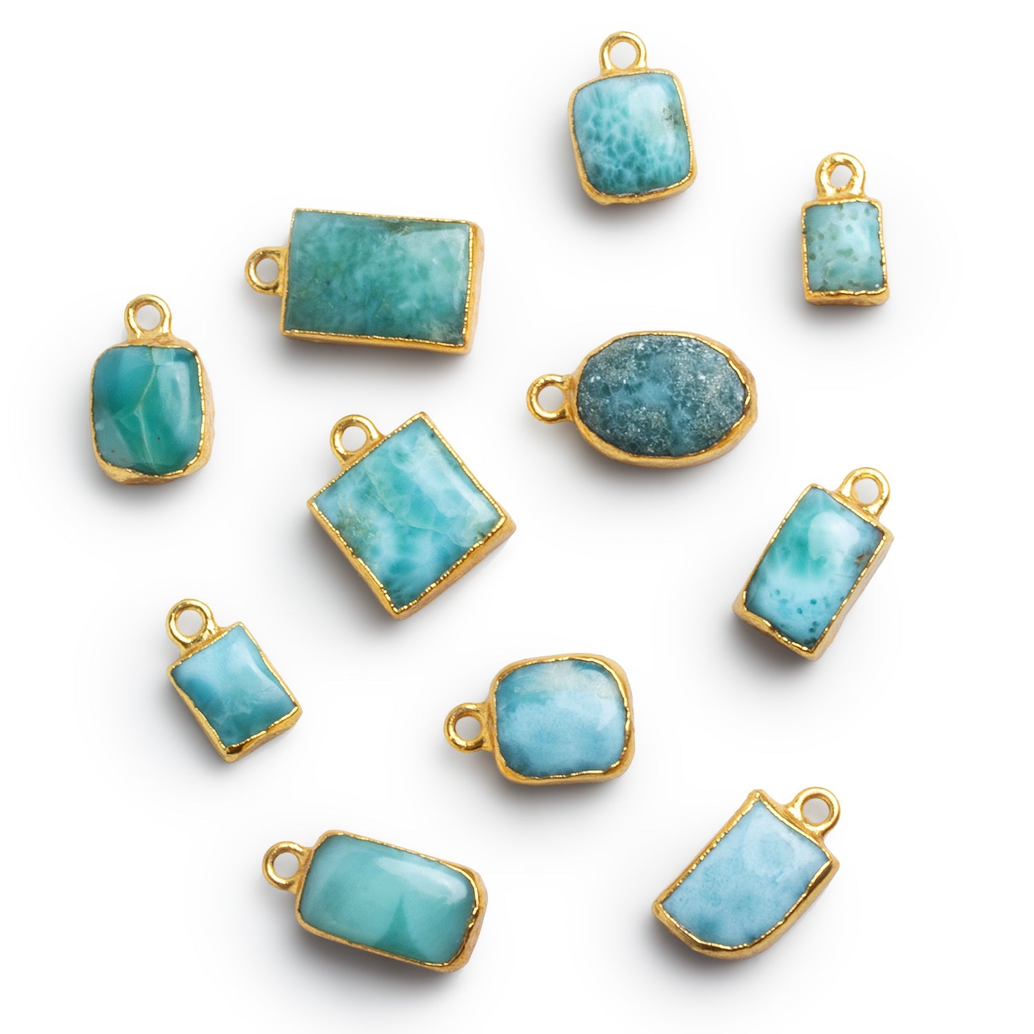 Gold Leafed Larimar Pendants - Lot of 11 Beads - The Bead Traders