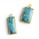 Gold Leafed Larimar Pendants - Lot of 2 Beads - The Bead Traders