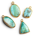 Gold Leafed Larimar Pendants - Lot of 4 Beads - The Bead Traders