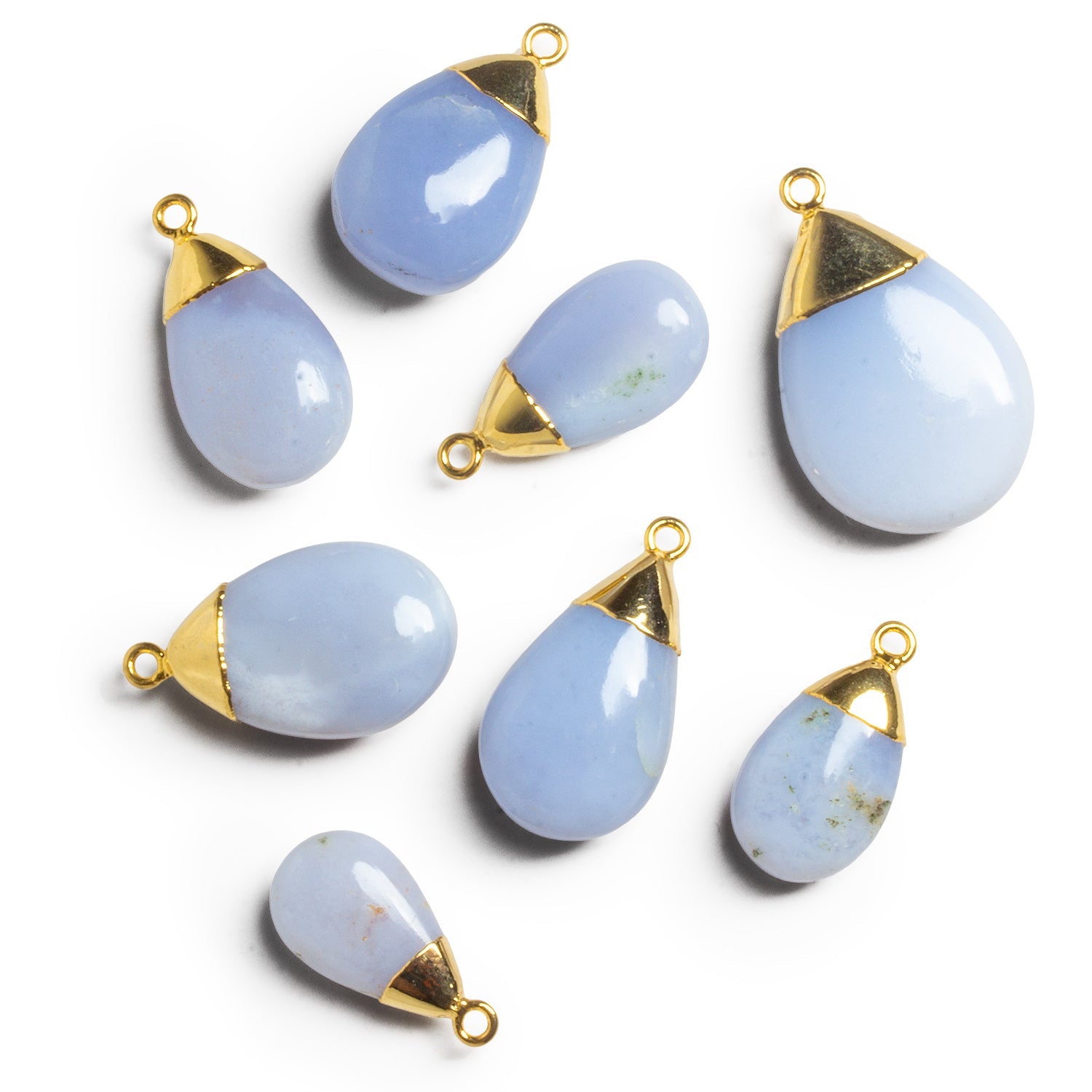 Gold Leafed Natural Chalcedony - Lot of 8 Pendants - The Bead Traders