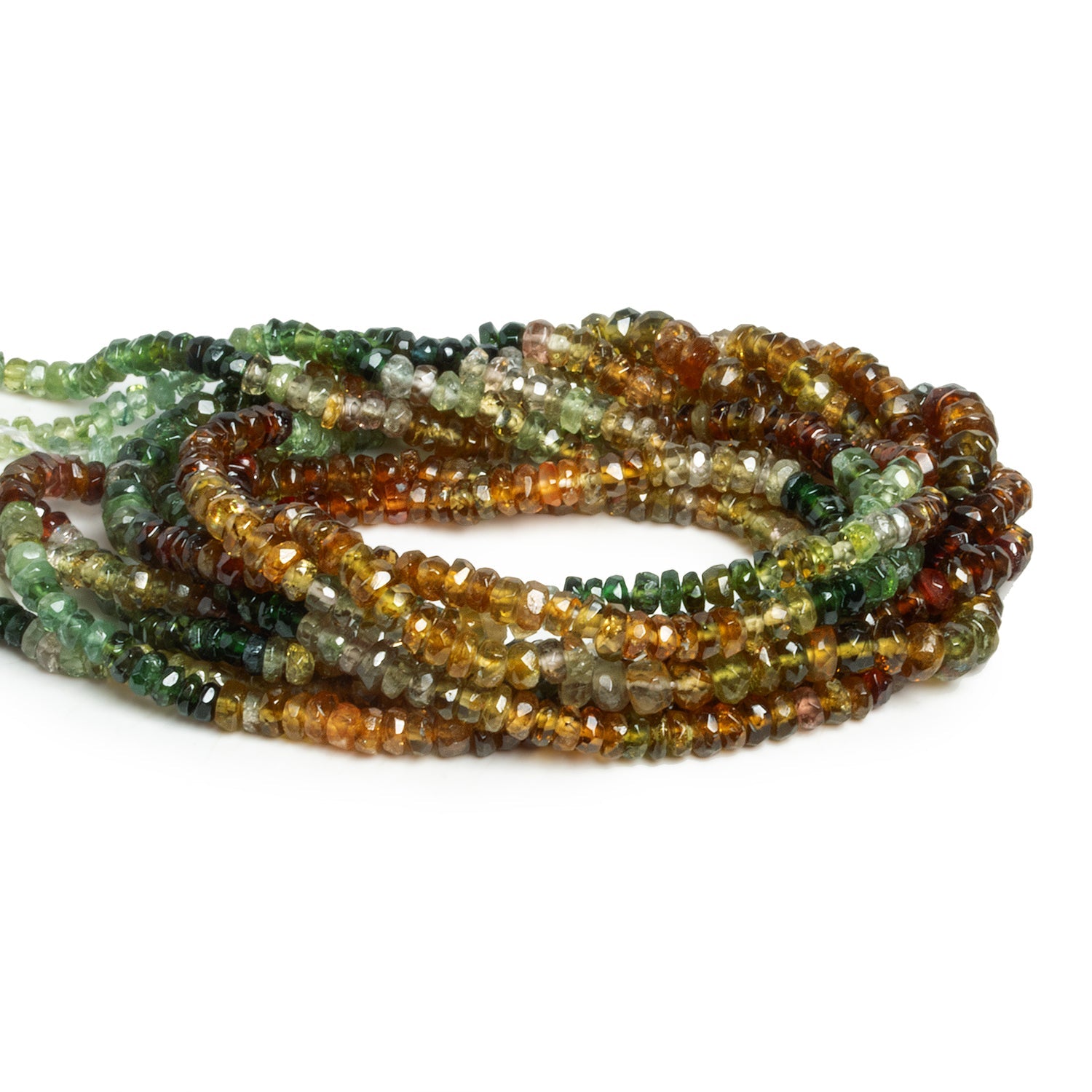 Multicolor Tourmaline Faceted Rondelles - Lot of 3 Strands - The Bead Traders