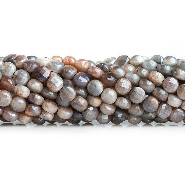 4mm Mystic Feldspar checkerboard calibrated faceted coins 12 inch 85 pieces