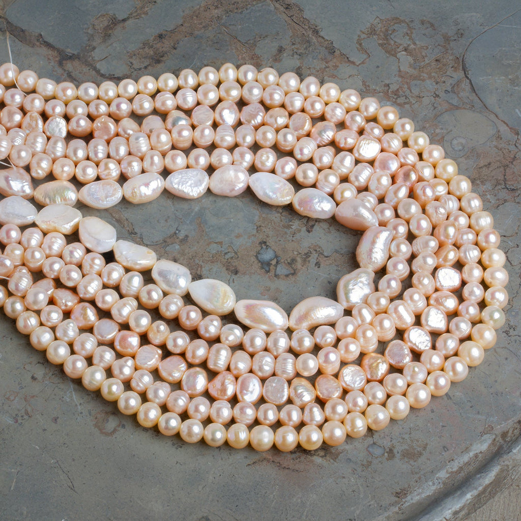 Peach Baroque Pearls - Lot of 6 Strands - The Bead Traders