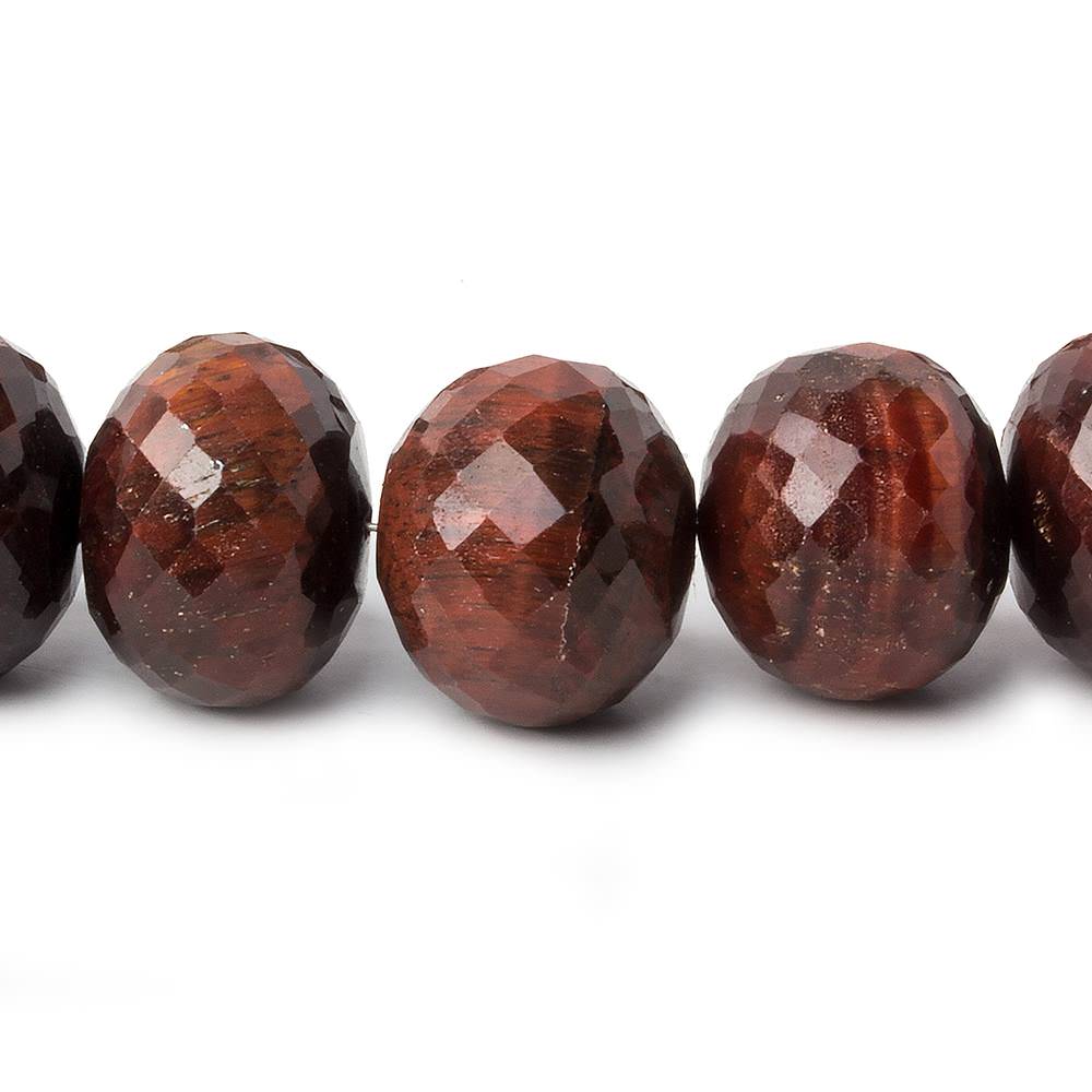 Red Tiger Eye Faceted Rondelles 16 inch 43 beads - The Bead Traders