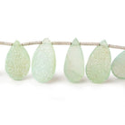 Seafoam Green Drusy Agate Pears 7 inch 15 beads - The Bead Traders