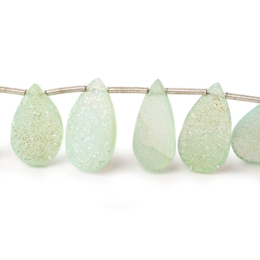Seafoam Green Drusy Agate Pears 7 inch 15 beads - The Bead Traders