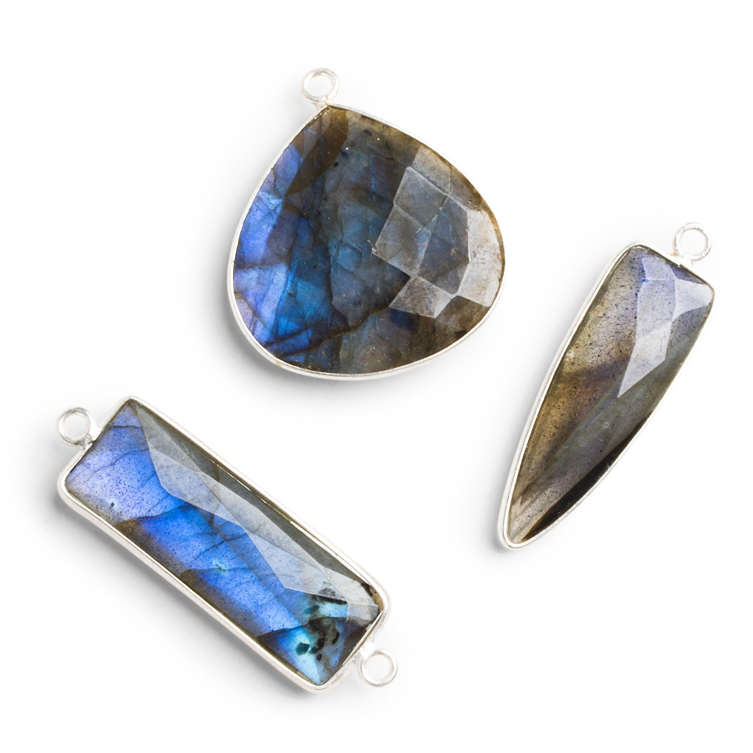 Silver Bezeled Labradorite Pendants - Lot of 3 - The Bead Traders
