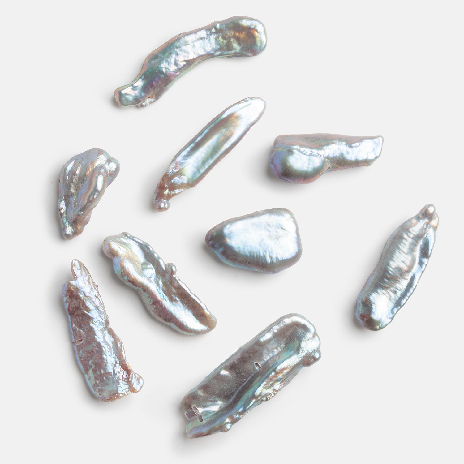 Silver Biwa Pearls - Lot of 9 - The Bead Traders