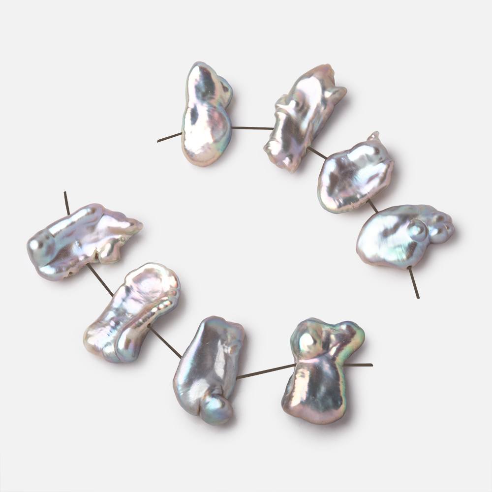 Silver Biwa Side Drilled Freshwater Pearl Focals - Set of 4 - The Bead Traders