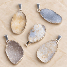 Silver Leafed Drusy Pendant 1 Piece - The Bead Traders