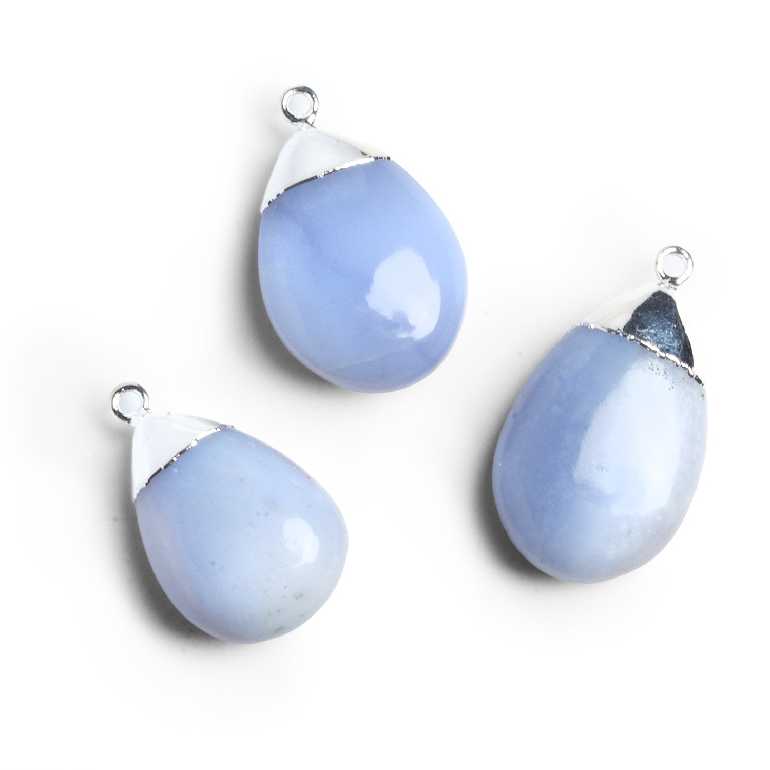 Silver Leafed Natural Chalcedony - Lot of 3 Pendants - The Bead Traders