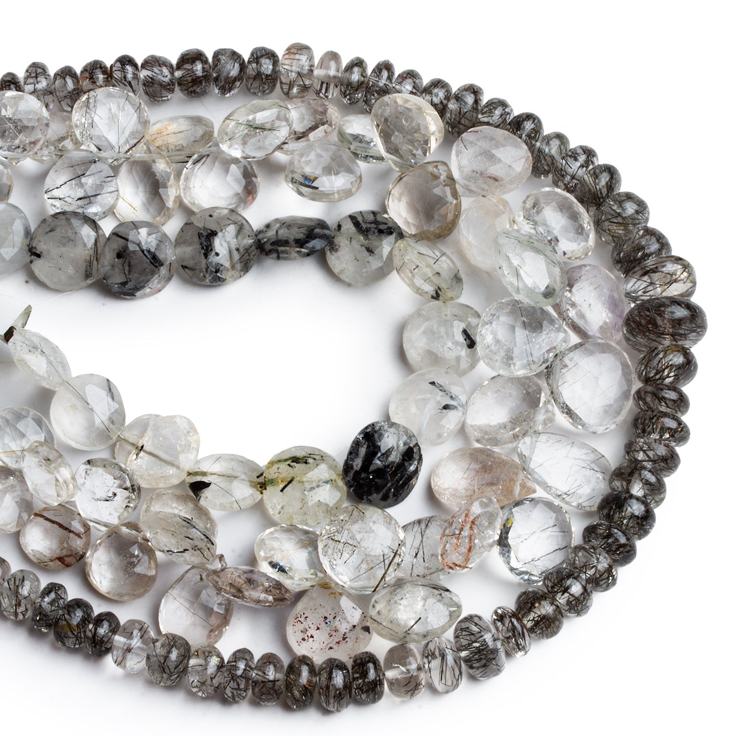 Tourmalinated Quartz - Lot of 3 Strands - The Bead Traders