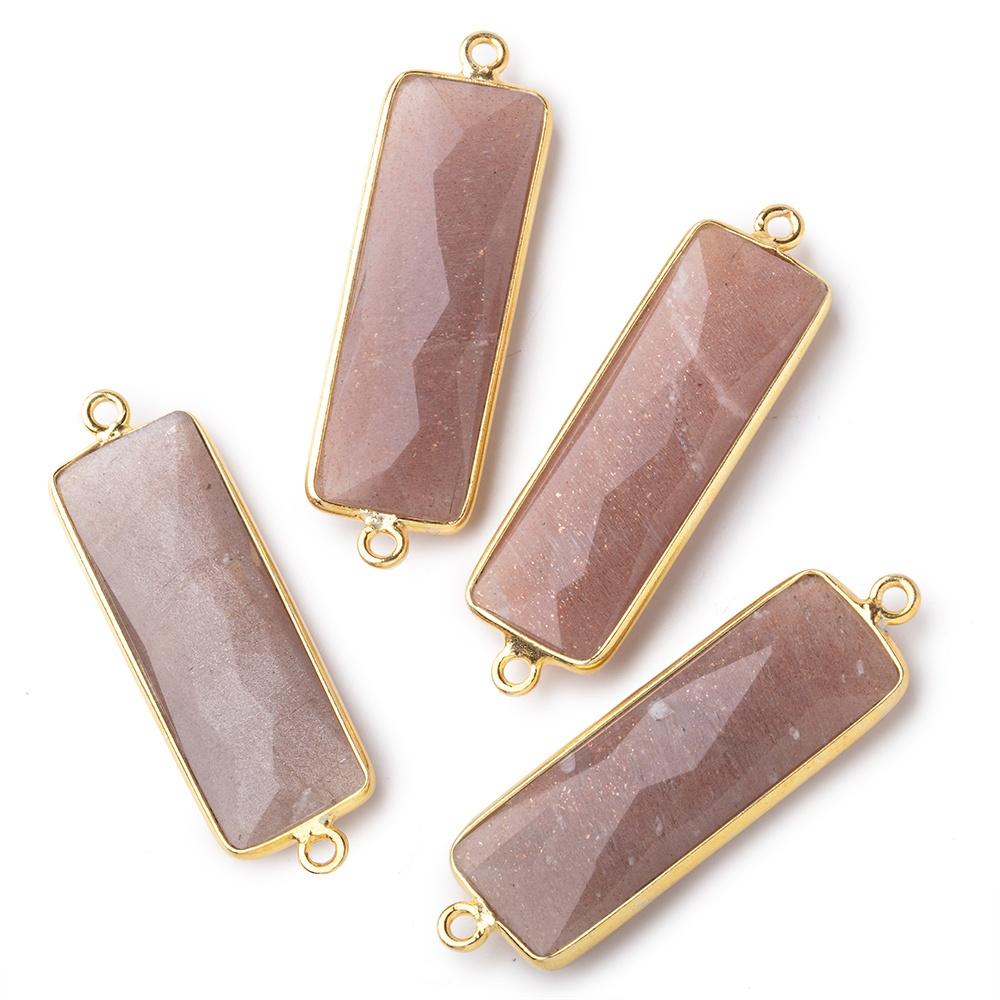 Vermeil Bezel Chocolate Moonstone Bar 2 ring Connector North South 1 piece - The Bead Traders