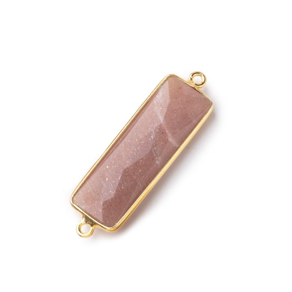 Vermeil Bezel Chocolate Moonstone Bar 2 ring Connector North South 1 piece - The Bead Traders