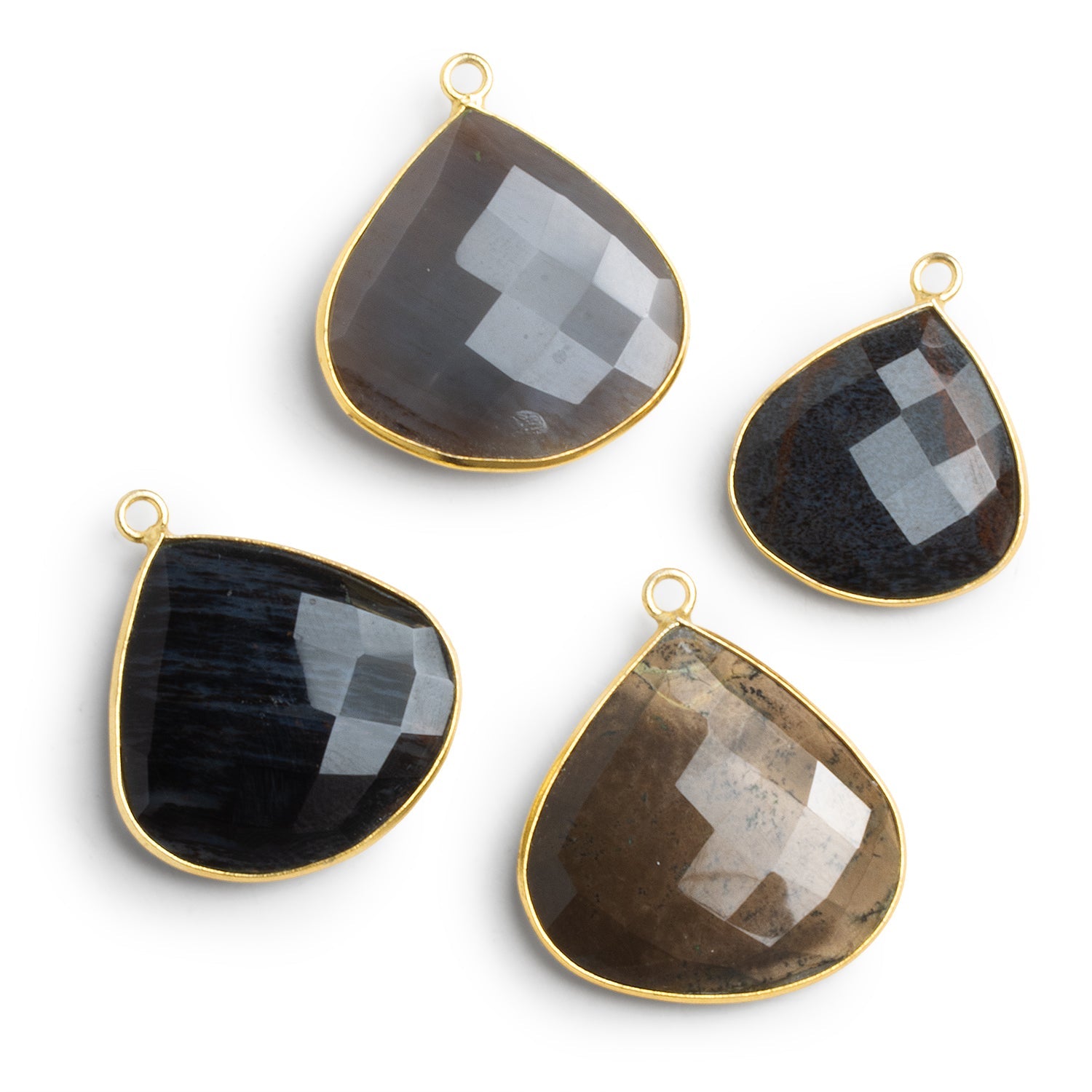 Vermeil Bezeled Agate Pendants - Lot of 4 - The Bead Traders