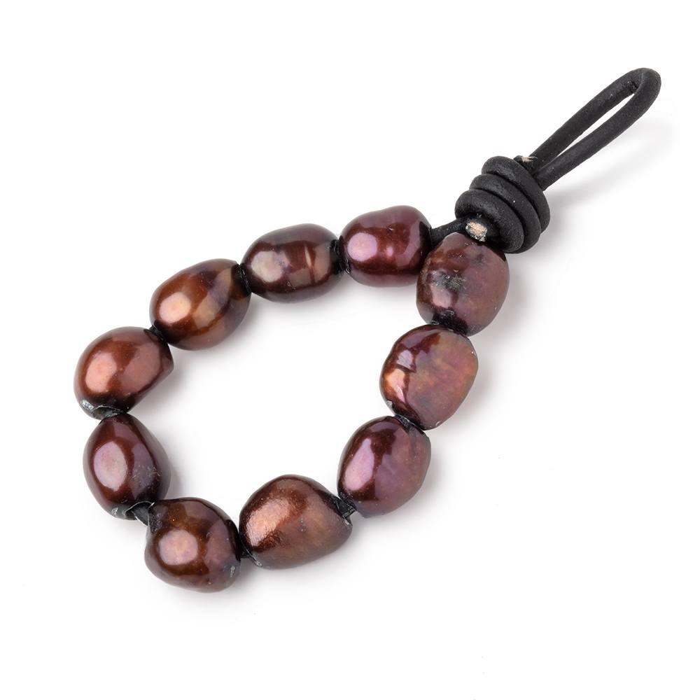 10-11mm Chocolate Brown 2.5mm Large hole Pearls 10 pieces - The Bead Traders